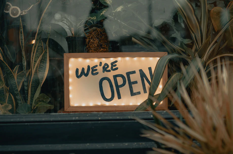 We're OPEN sign | Business Owners Insurance